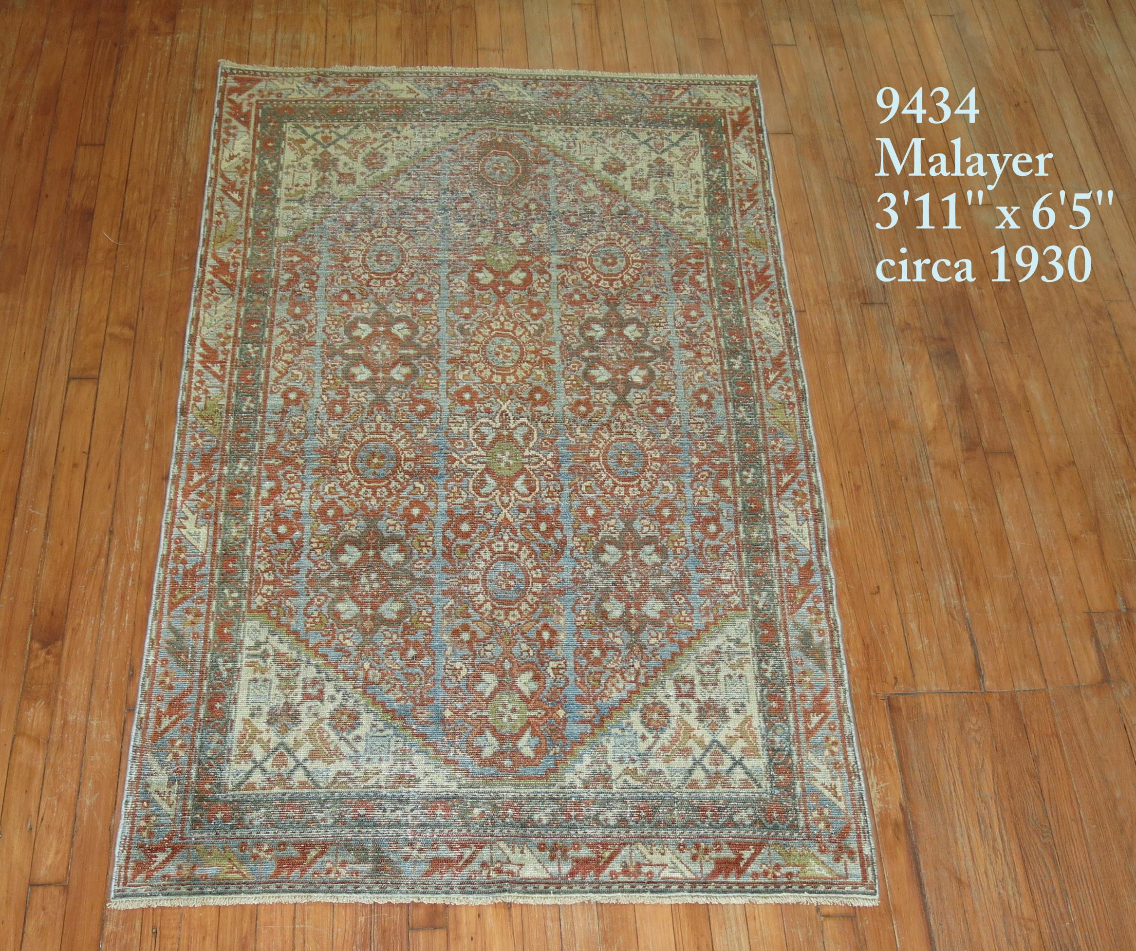 Hand-Knotted Rust Antique Persian Mahal Carpet For Sale