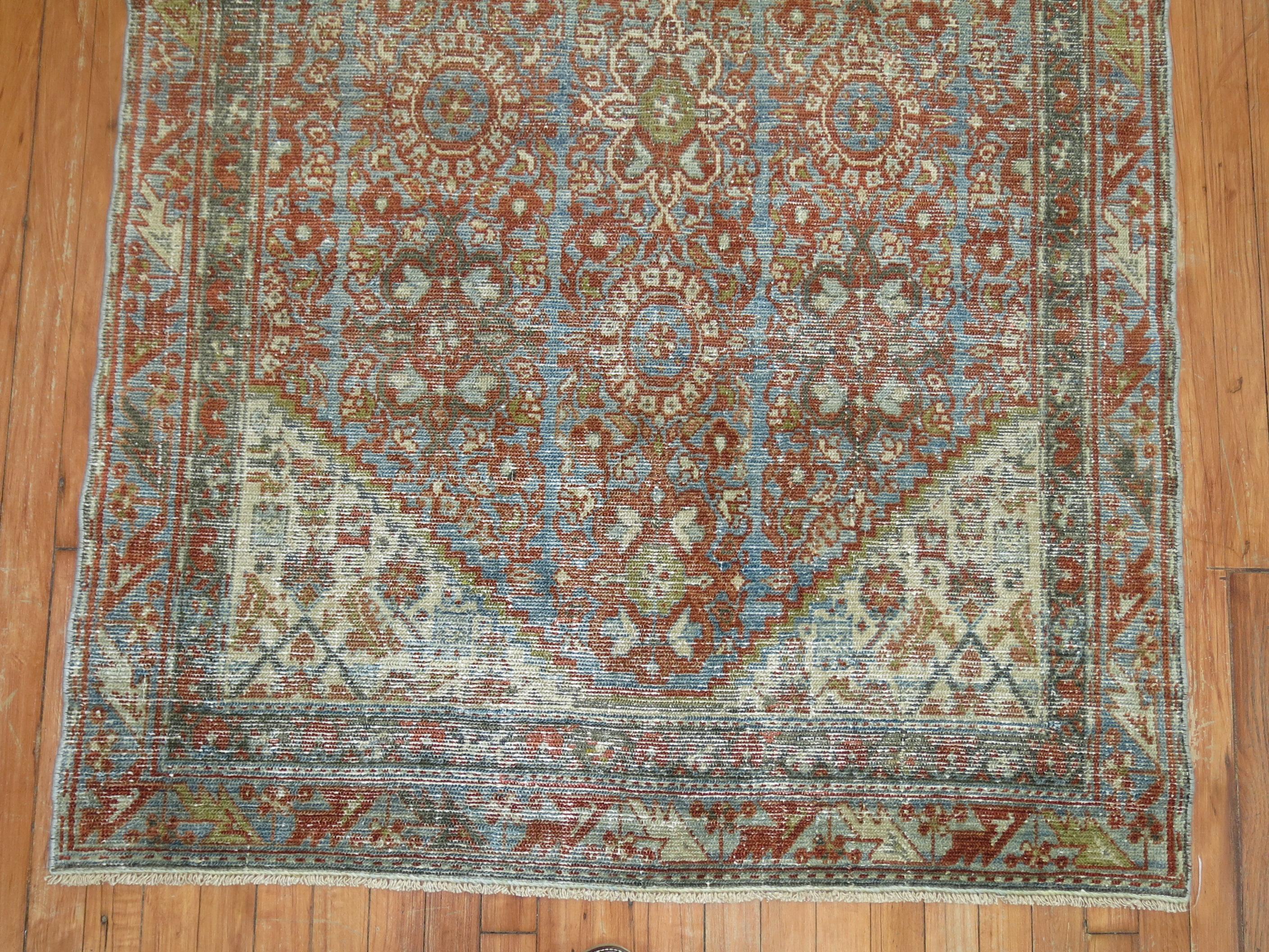 20th Century Rust Antique Persian Mahal Carpet For Sale