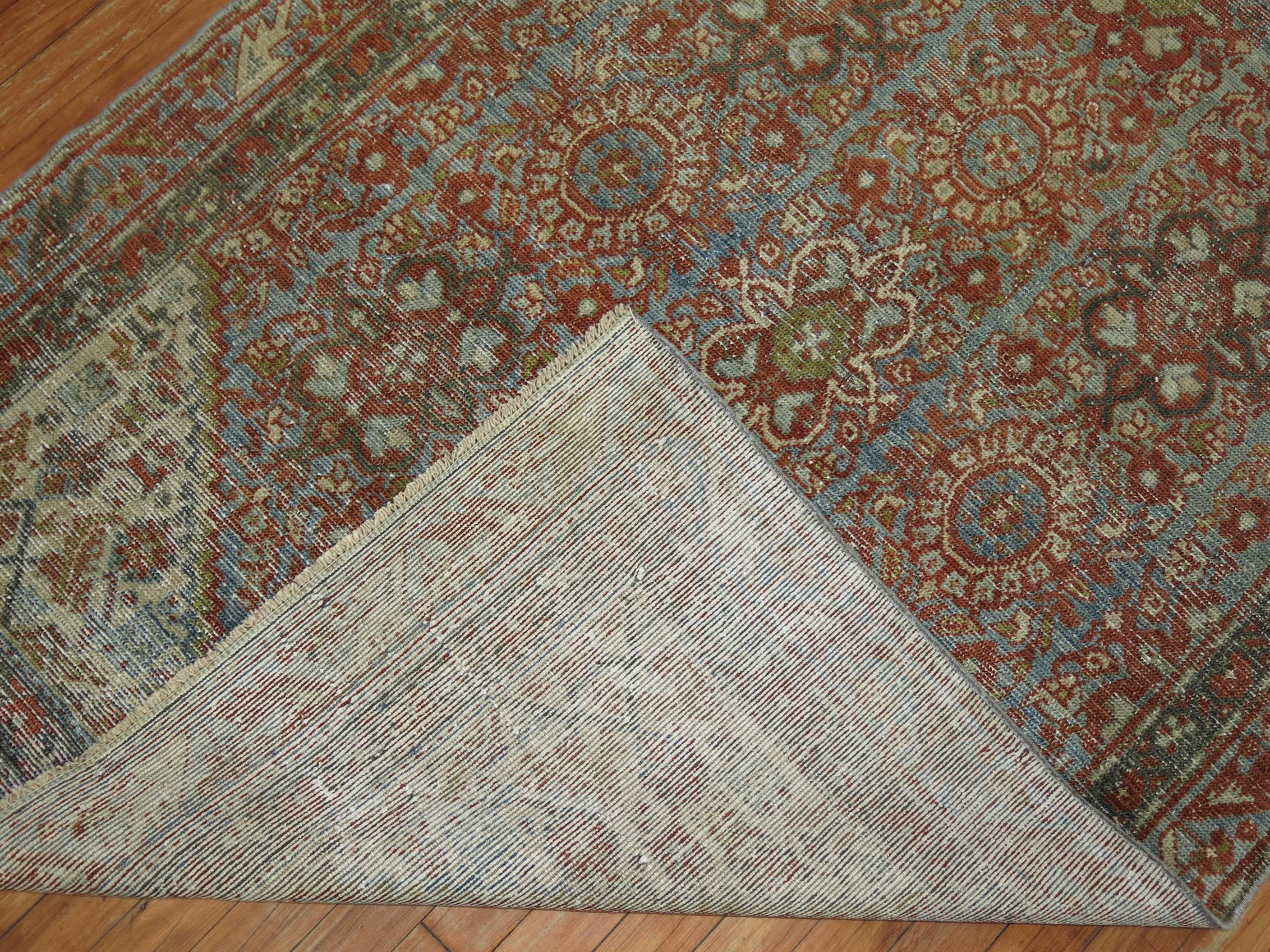 Wool Rust Antique Persian Mahal Carpet For Sale
