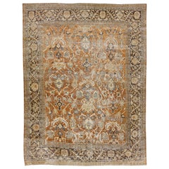 Rust Antique Persian Mahal Handmade Distressed Wollteppich mit geblümtem Design