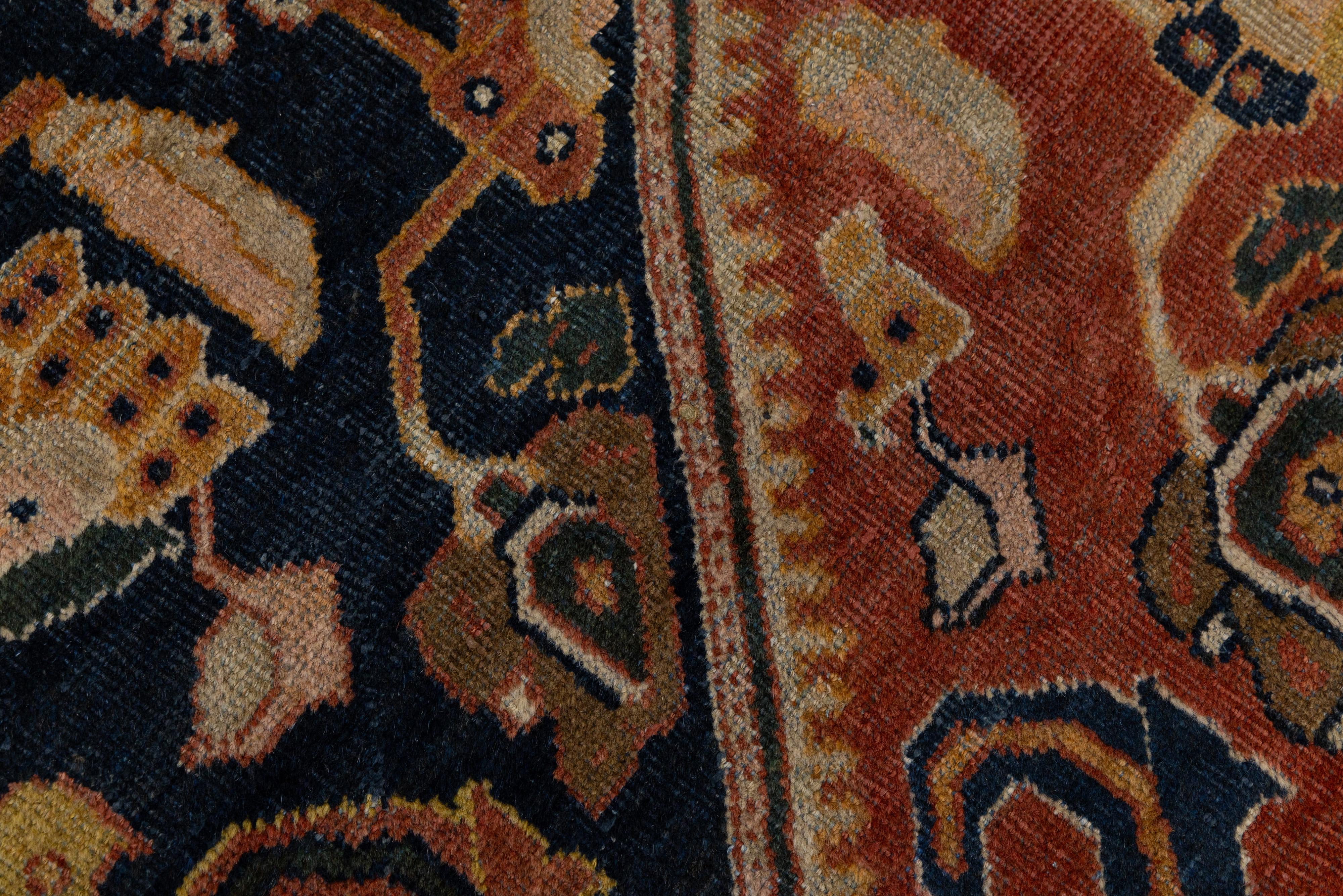 Rust Antique Persian Mahal Handmade Oversize Wool Rug with Allover Pattern For Sale 8