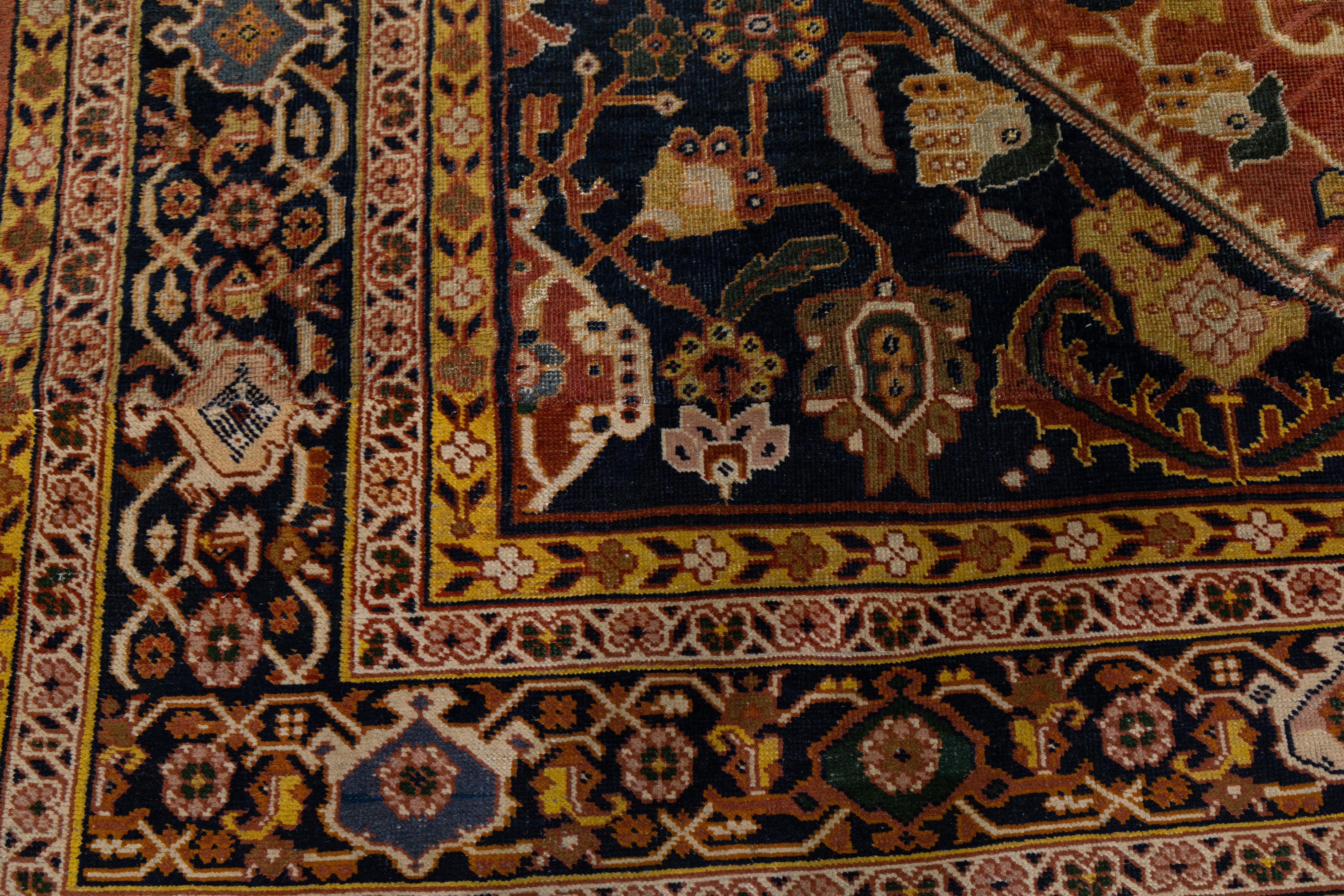 Rust Antique Persian Mahal Handmade Oversize Wool Rug with Allover Pattern For Sale 9