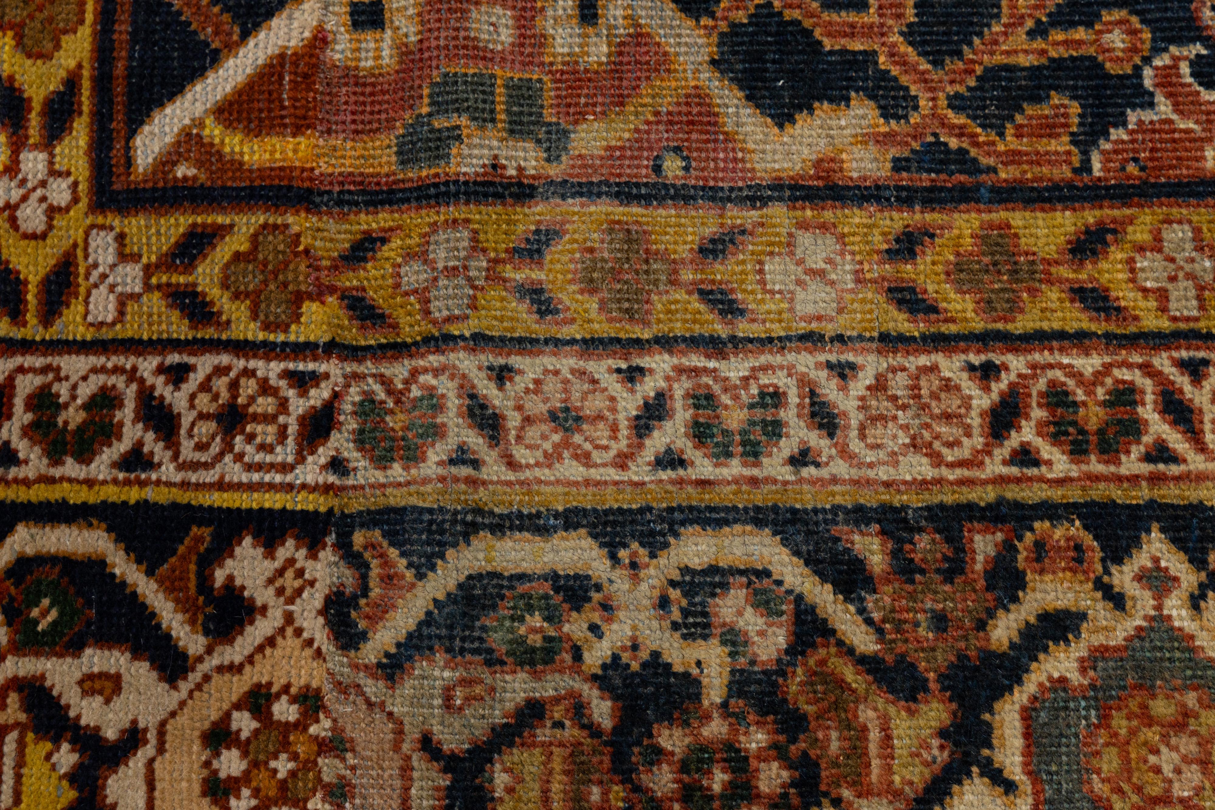 Rust Antique Persian Mahal Handmade Oversize Wool Rug with Allover Pattern For Sale 10