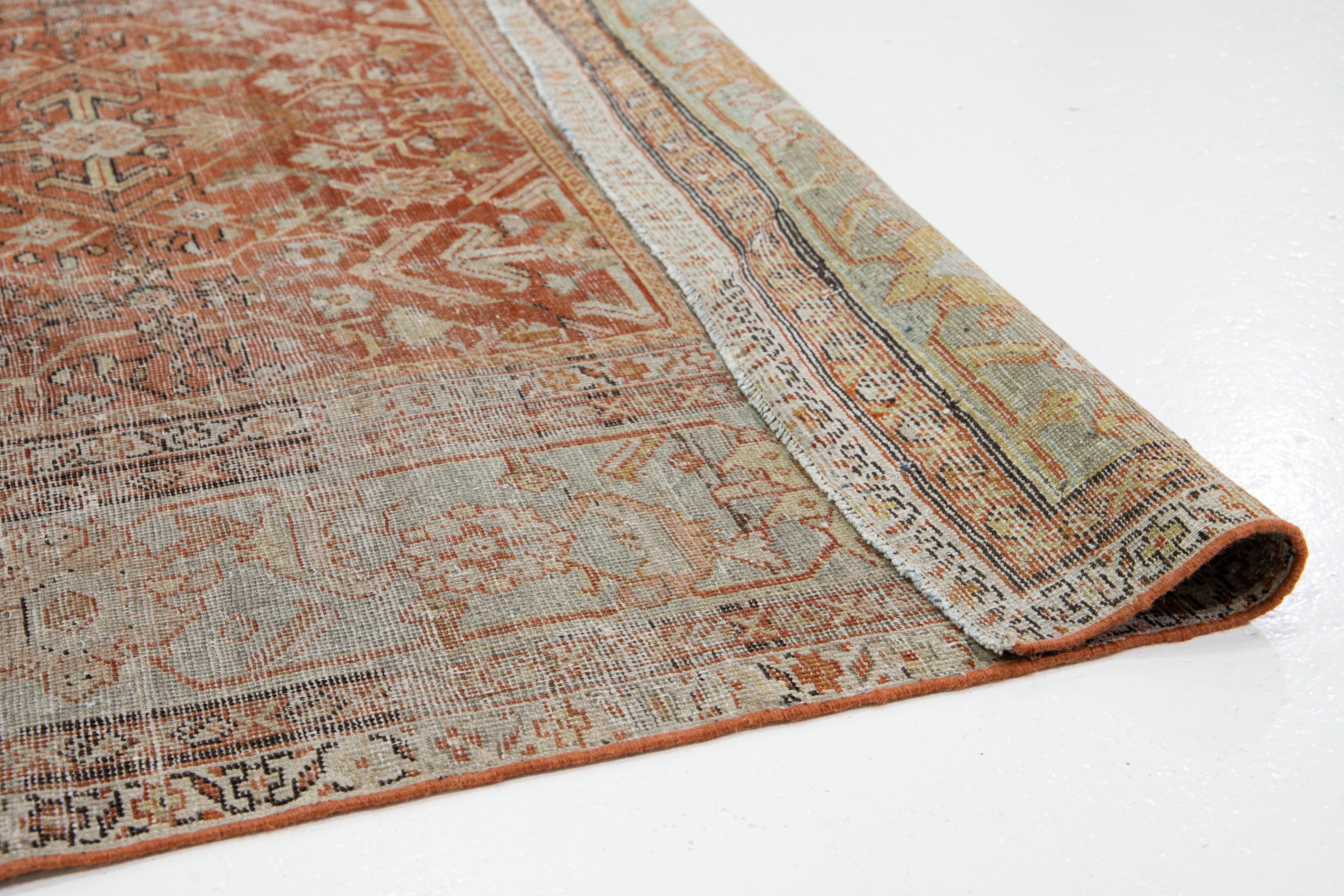 Rust Antiker persischer Mahal-Wollteppich in Zimmergröße mit Allover-Design (Handgeknüpft) im Angebot