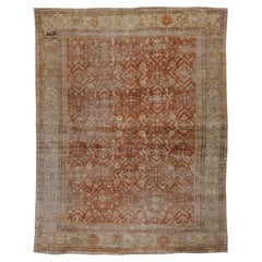 Rust Antique Persian Mahal Room Size Wool Rug with Allover Design