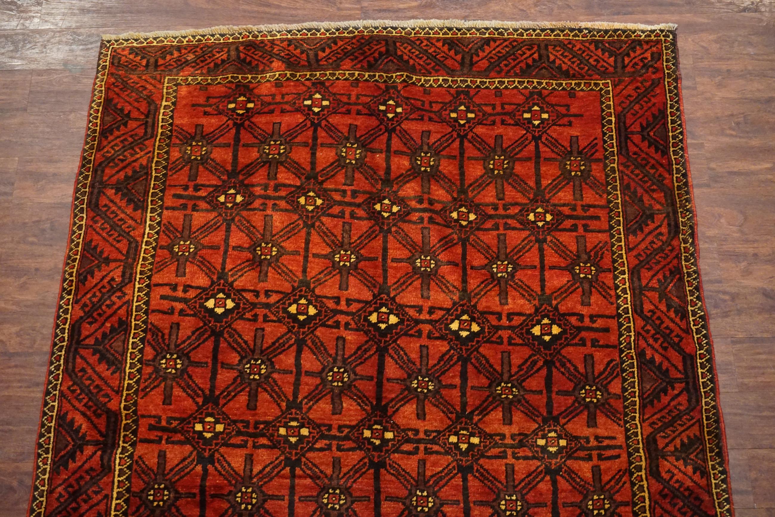 Hand-Knotted Rust Baluchi Gallery Runner, circa 1940 For Sale