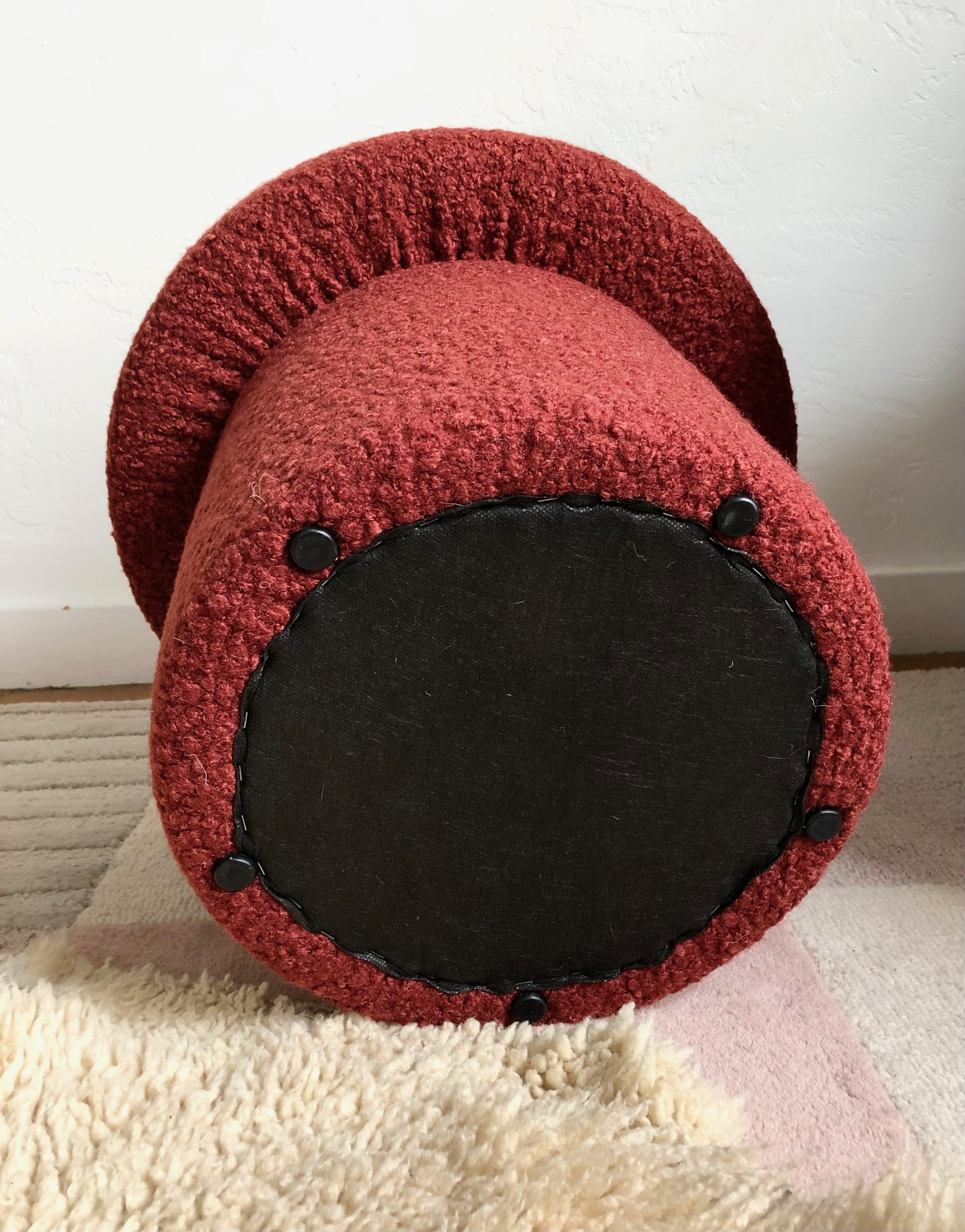 Contemporary Rust Boucle Mushroom Ottoman