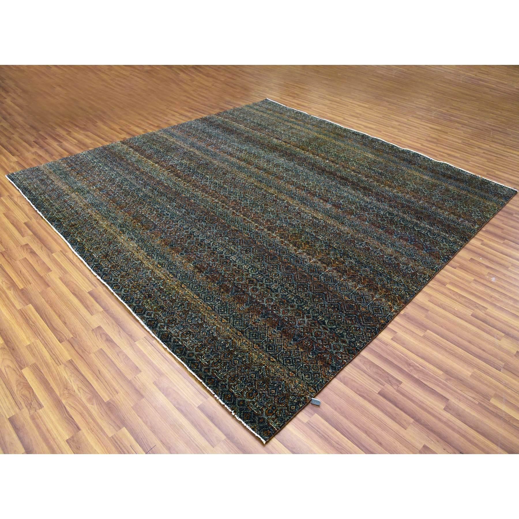 Moderno Tappeto orientale quadrato in lana con disegno geometrico Kohinoor Herat, marrone ruggine, annodato a mano. in vendita
