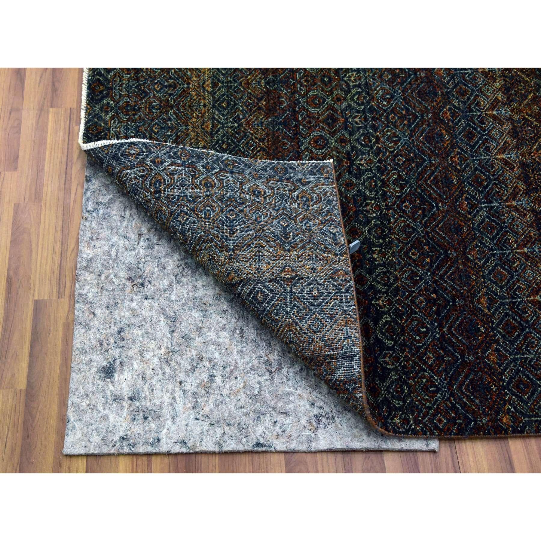 Indiano Tappeto orientale quadrato in lana con disegno geometrico Kohinoor Herat, marrone ruggine, annodato a mano. in vendita