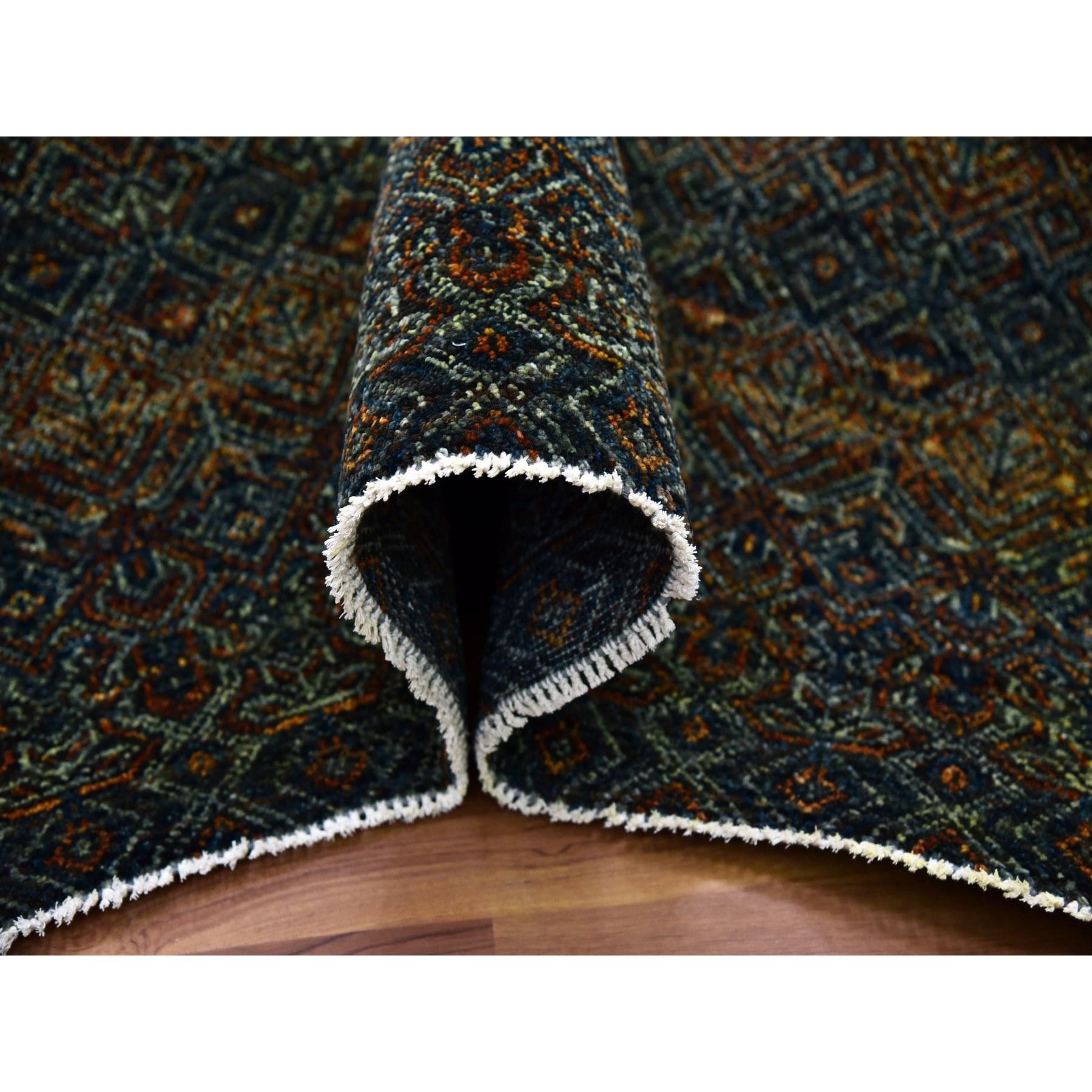 Annodato a mano Tappeto orientale quadrato in lana con disegno geometrico Kohinoor Herat, marrone ruggine, annodato a mano. in vendita