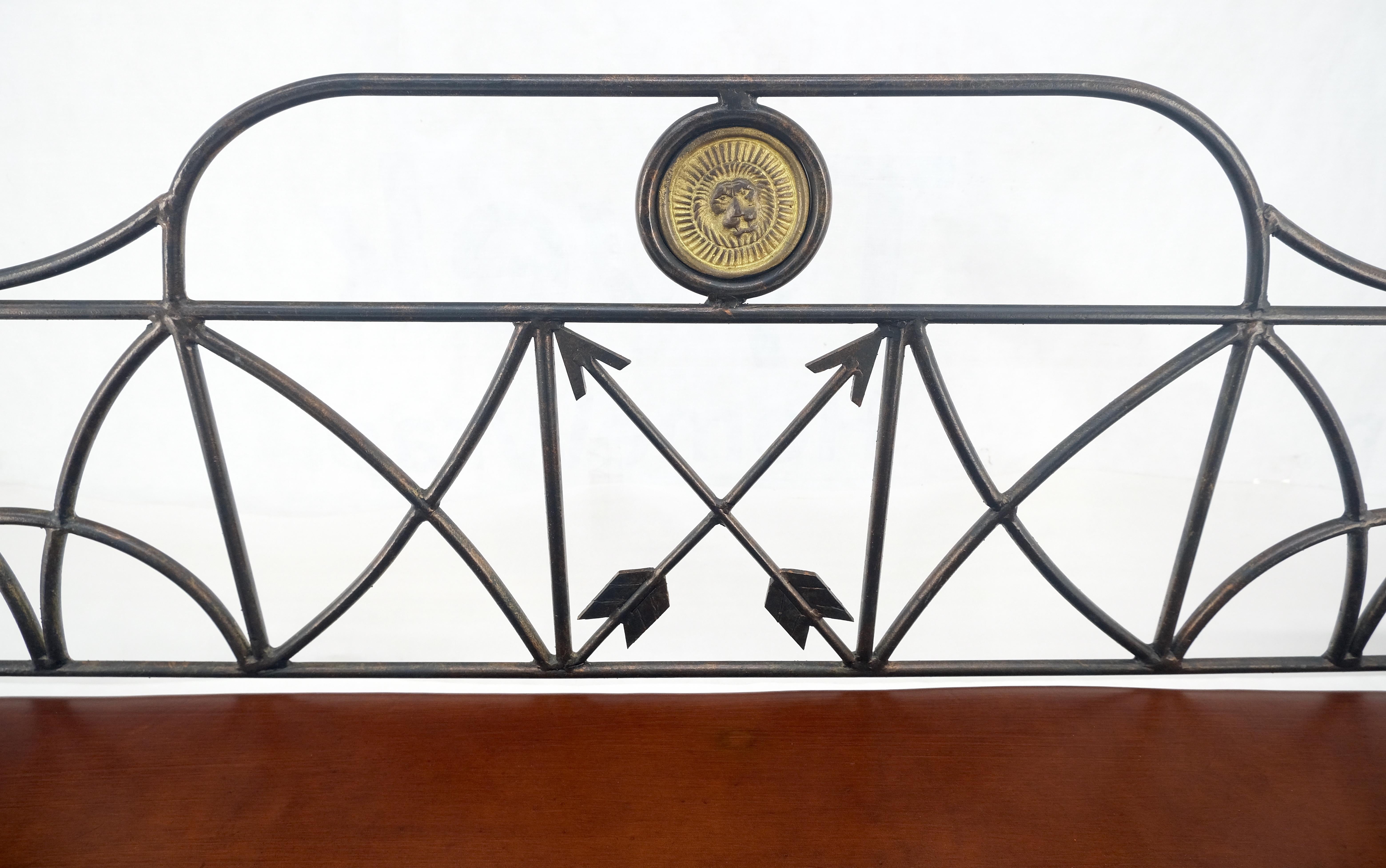 Rust Brown Leather Seat Wrought Iron Arrows Decorated 46