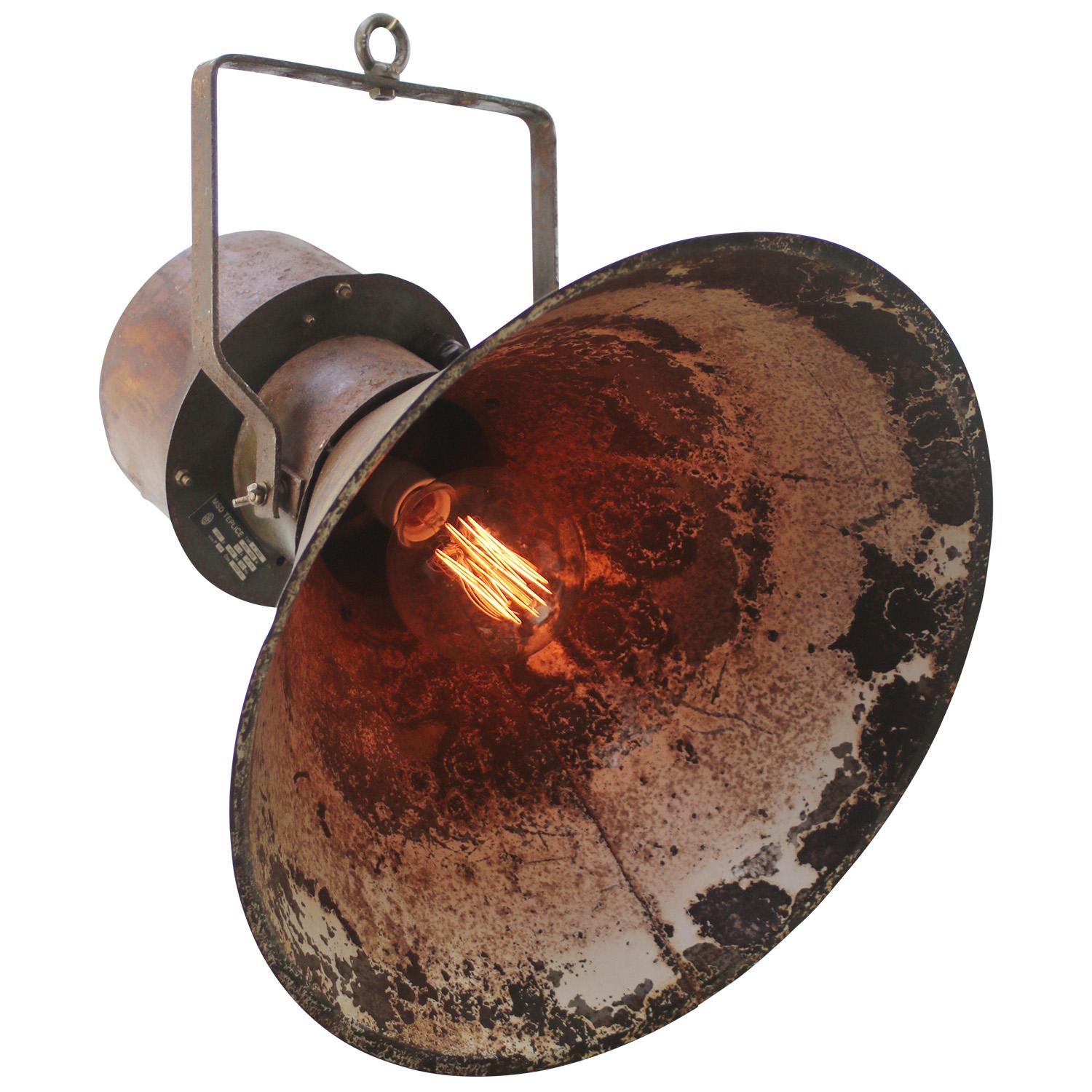 Czech Rust Brown Metal Vintage Industrial Pendant Lights For Sale