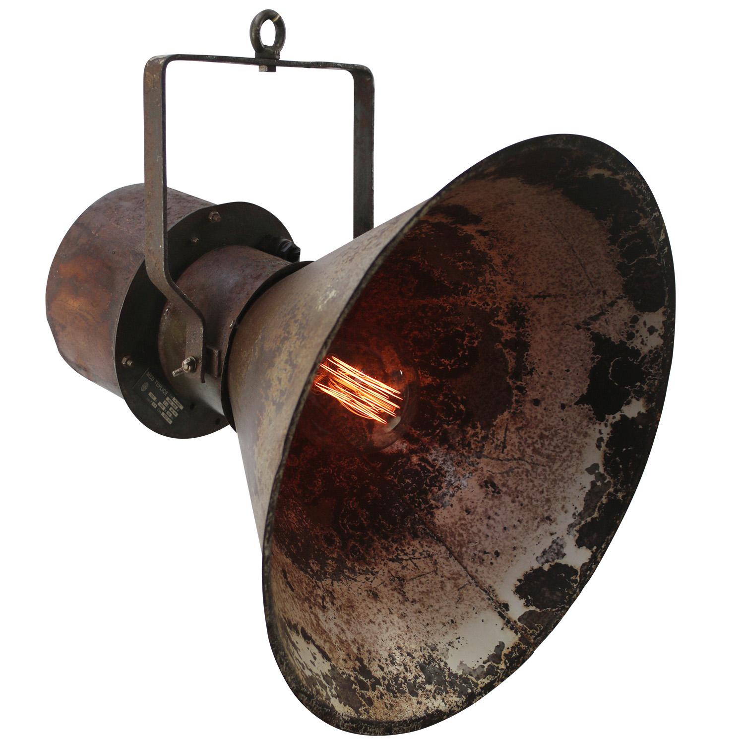 20th Century Rust Brown Metal Vintage Industrial Pendant Lights For Sale