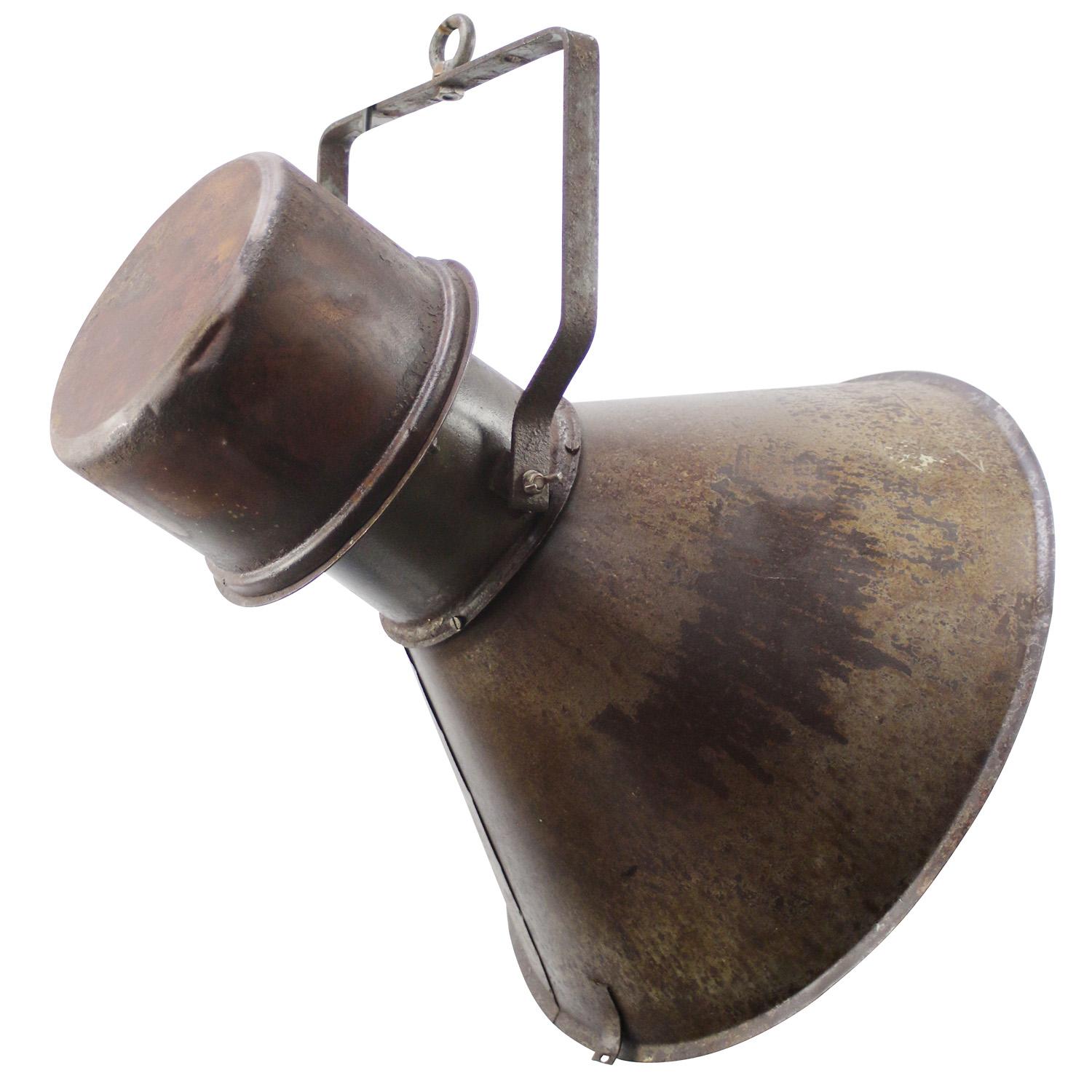 Rust Brown Metal Vintage Industrial Pendant Lights For Sale 3