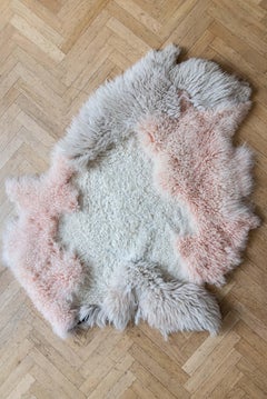 Luxury Natural Shape Hand-Dyed European Sheepskin Rust Large Rug by Carine Boxy