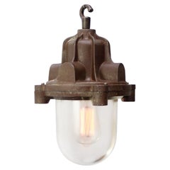 Rust Cast Iron Vintage Industrial Clear Glass Pendant Lamp