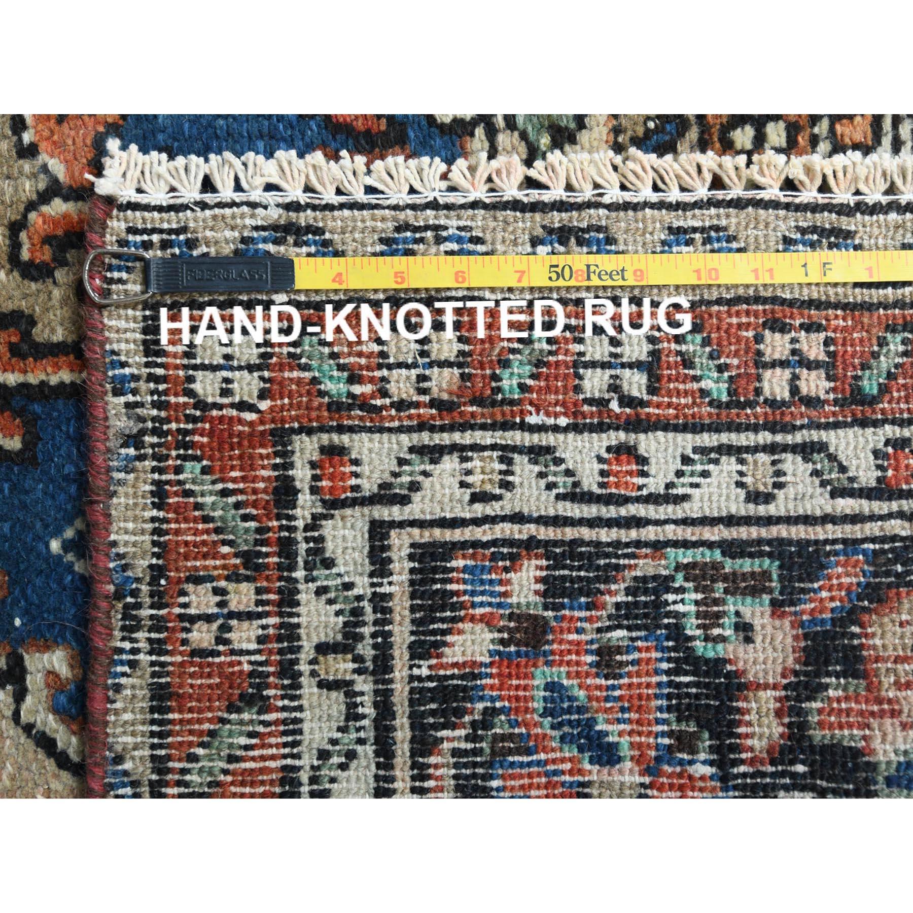 Rust Color Distressed Look Worn Wool Hand Knotted Vintage Persian Bibikabad Rug For Sale 6