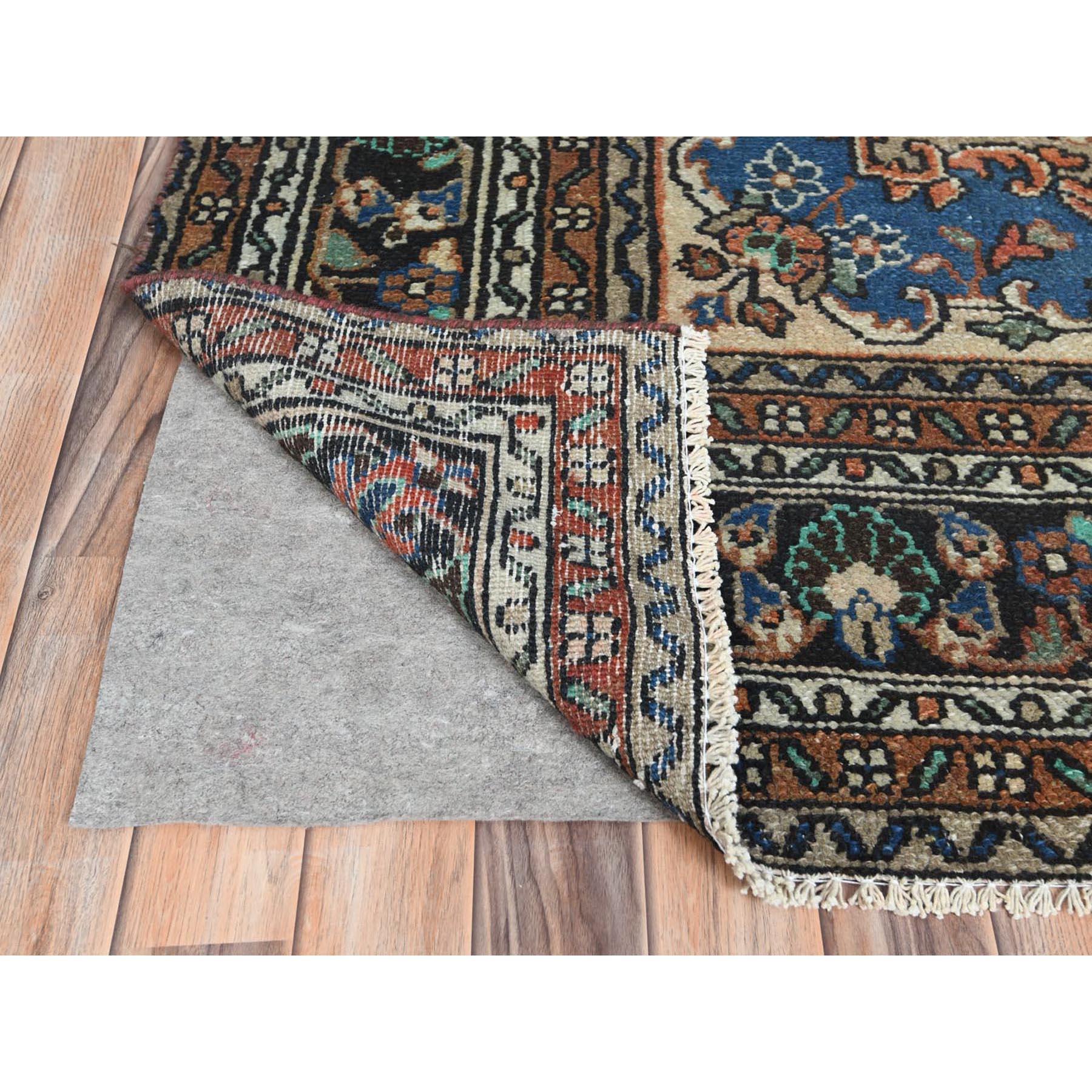 Rust Color Distressed Look Worn Wool Hand Knotted Vintage Persian Bibikabad Rug In Good Condition For Sale In Carlstadt, NJ