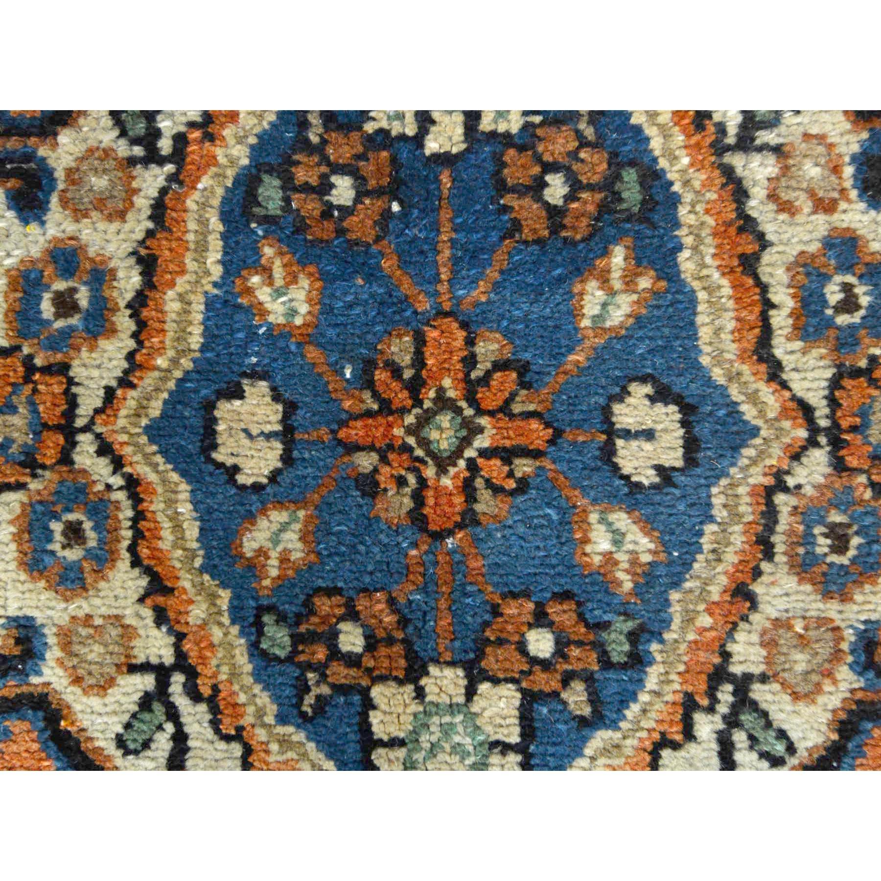 Rust Color Distressed Look Worn Wool Hand Knotted Vintage Persian Bibikabad Rug For Sale 3