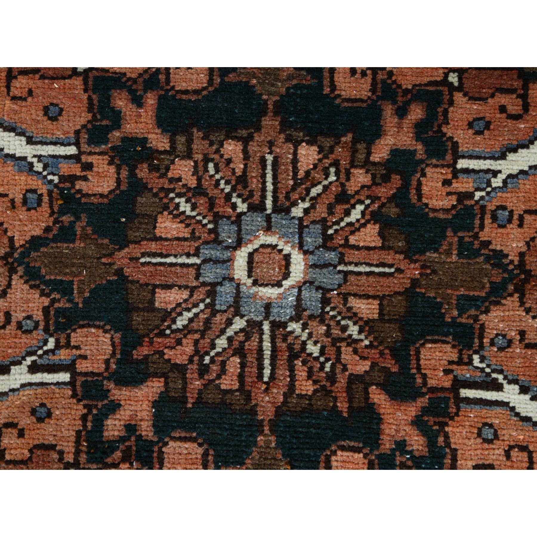 Rust Color Flower Design Persian Heriz Vintage Oriental Rug 2