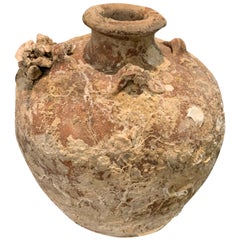 Antique Rust Colored Shipwrecked Terracotta Vase, Vietnam, 15th Century