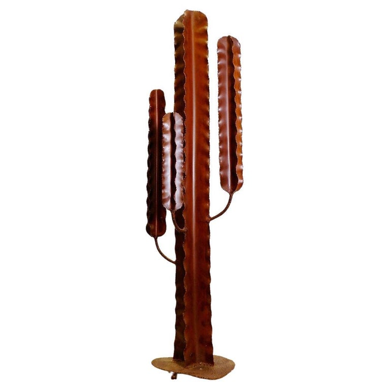 Rust-effect patinated metal cactus sculpture H:172cm For Sale at 1stDibs
