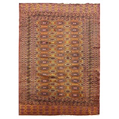 Tapis Bokhara fait à la main, motif de répétition de laine vert