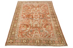 Rust Handmade Persian Mahal Wool Rug Featuring an Allover Pattern