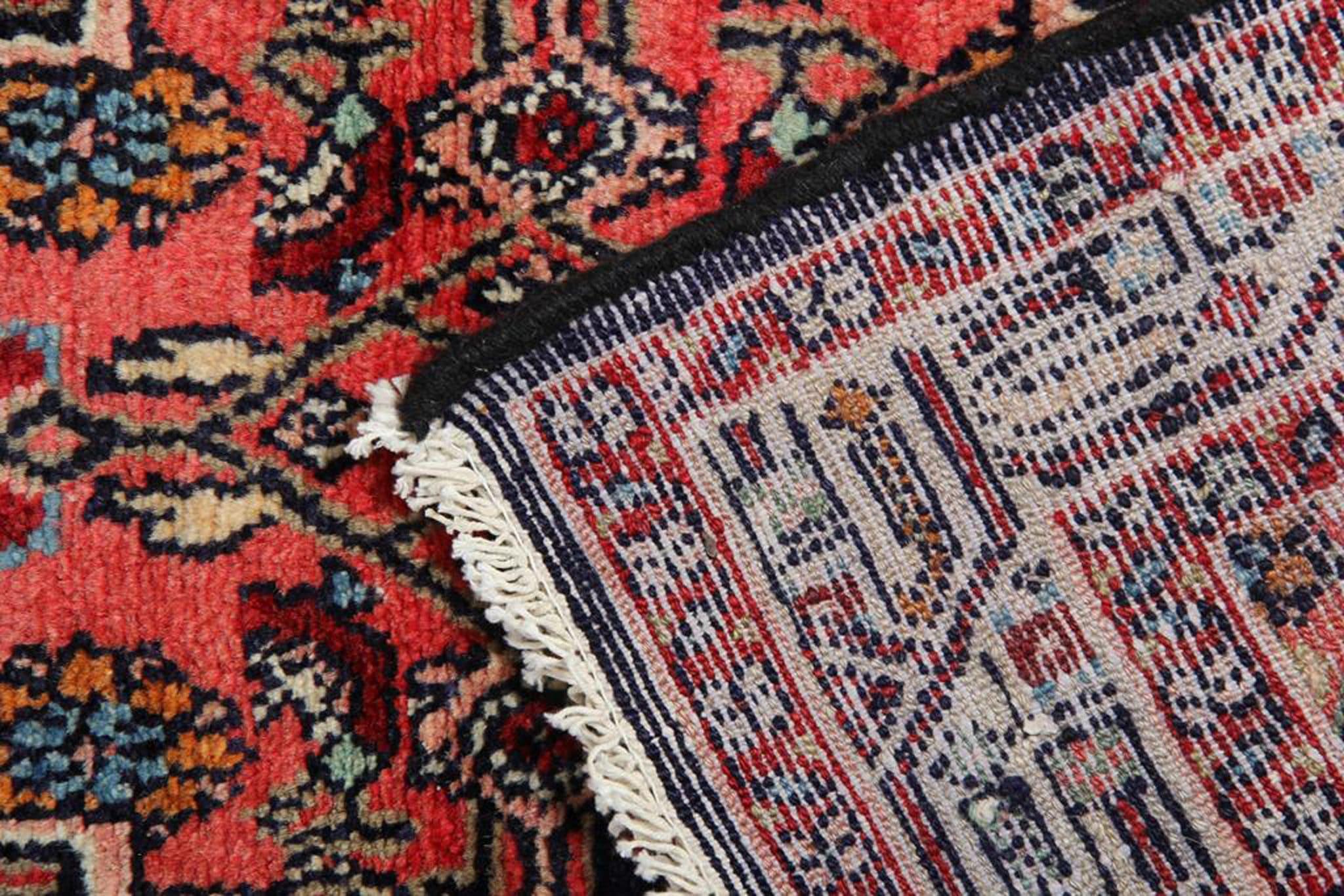 Persiano Tappeto Runner Rust fatto a mano, Tappeto Runner blu rustico in lana in vendita