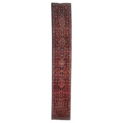 Vintage Rust Handmade Runner, Wool Rustic Blue Runner Rug