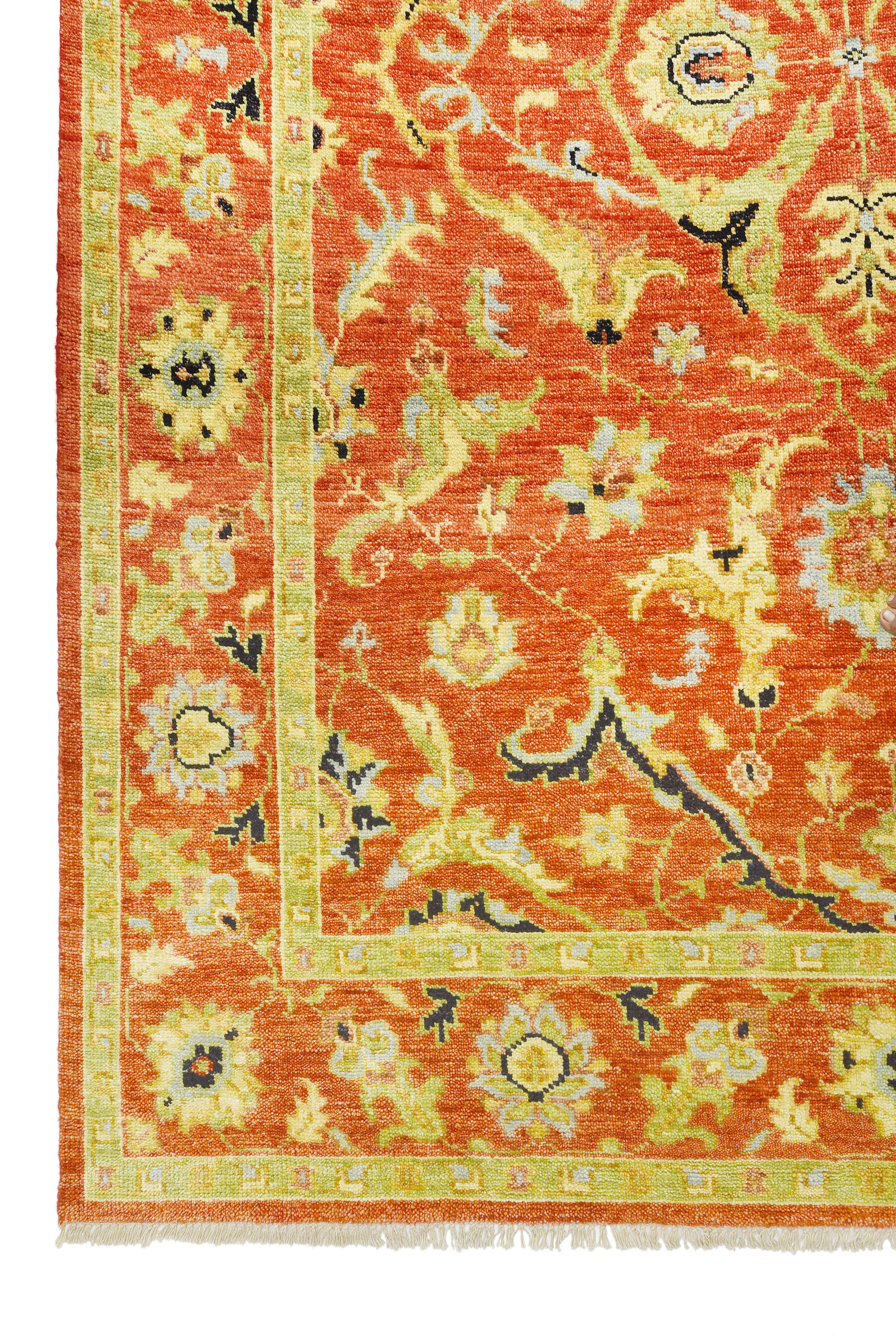 Hand-Knotted Rust Heriz Rug For Sale