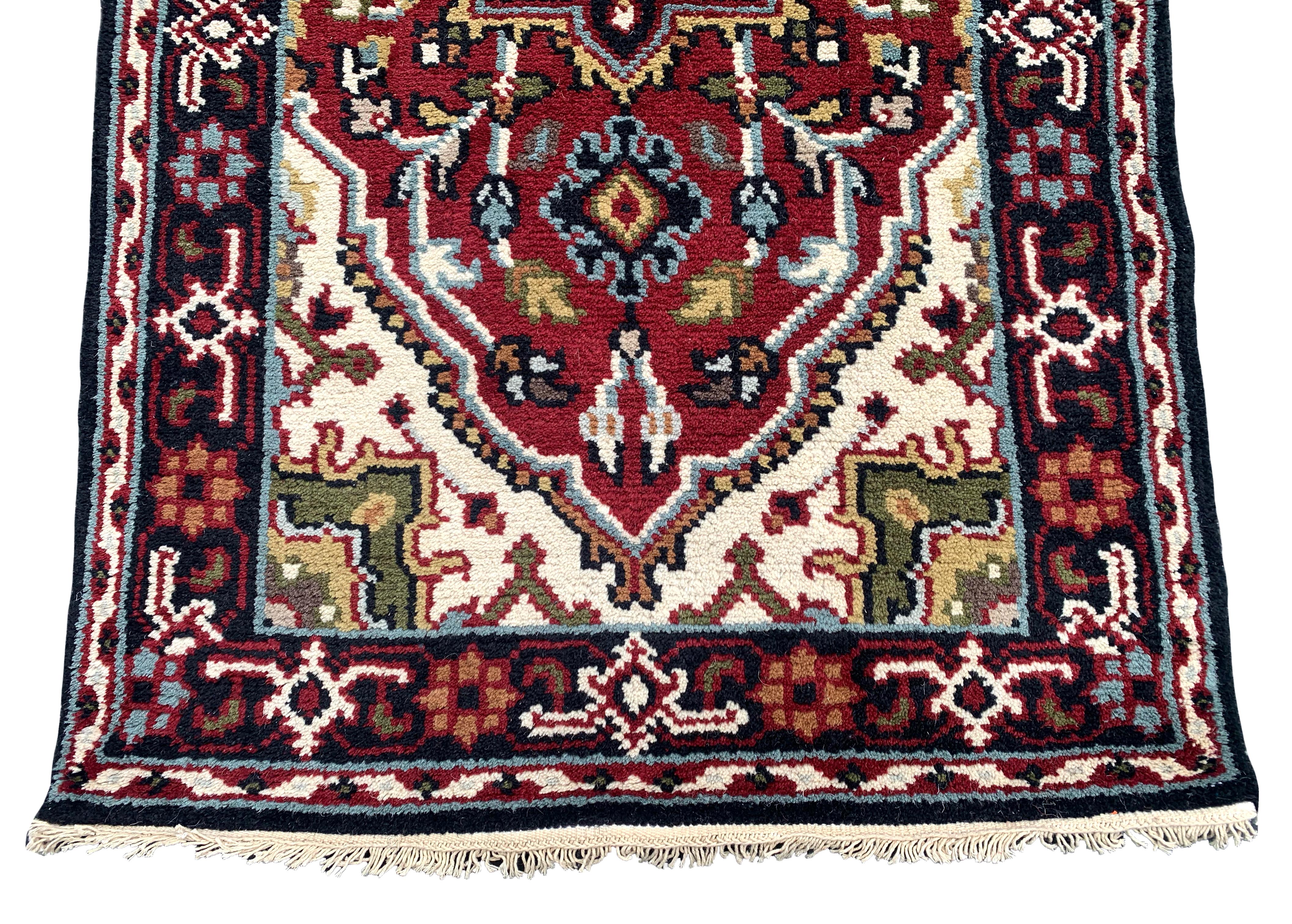 Hand-Knotted Rust Heriz Runner For Sale