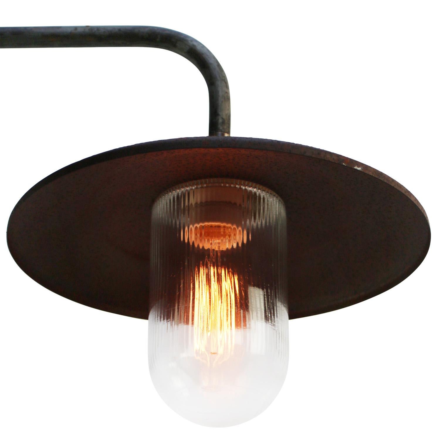 Rust Iron Vintage Industrial Brass Clear Striped Glass Sconces Wall Lights (Gegossen) im Angebot