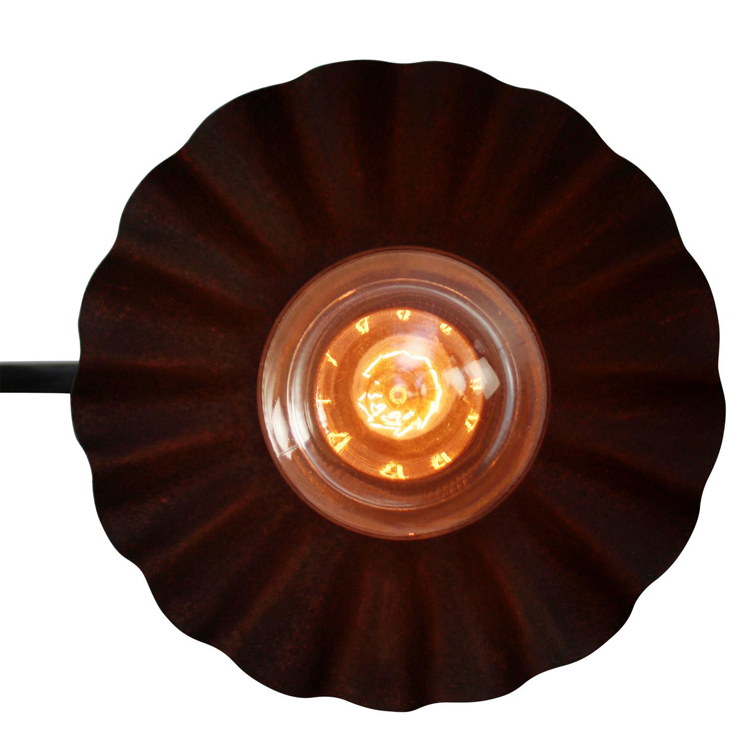 Rust Iron Vintage Industrial Brass Clear Striped Glass Sconces Wall Lights In Good Condition For Sale In Amsterdam, NL