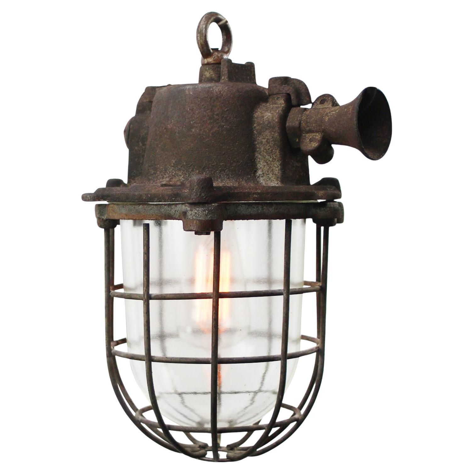 Lampe pendante en verre transparent Rust Iron Vintage Industrial 