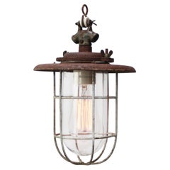 Rust Iron Vintage Industrial Clear Glass Pendant Light by Industria Rotterdam