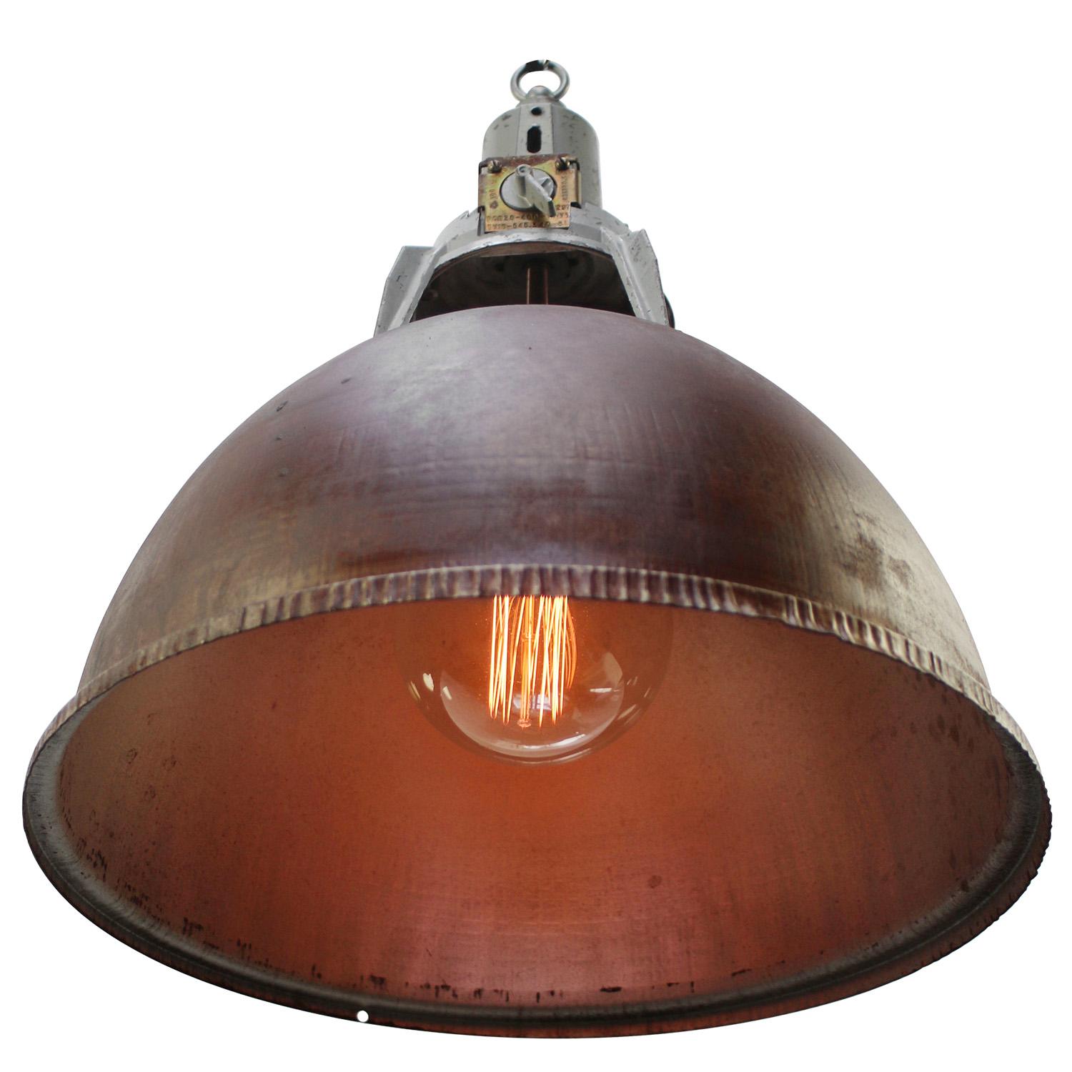 Ukrainian Rust Iron Vintage Industrial Pendant Lights For Sale