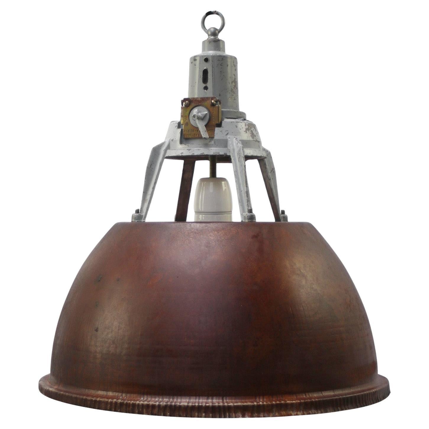Rust Iron Vintage Industrial Pendant Lights For Sale