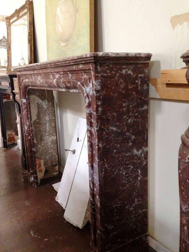 French Rust Marble Mantel, circa 1860 For Sale