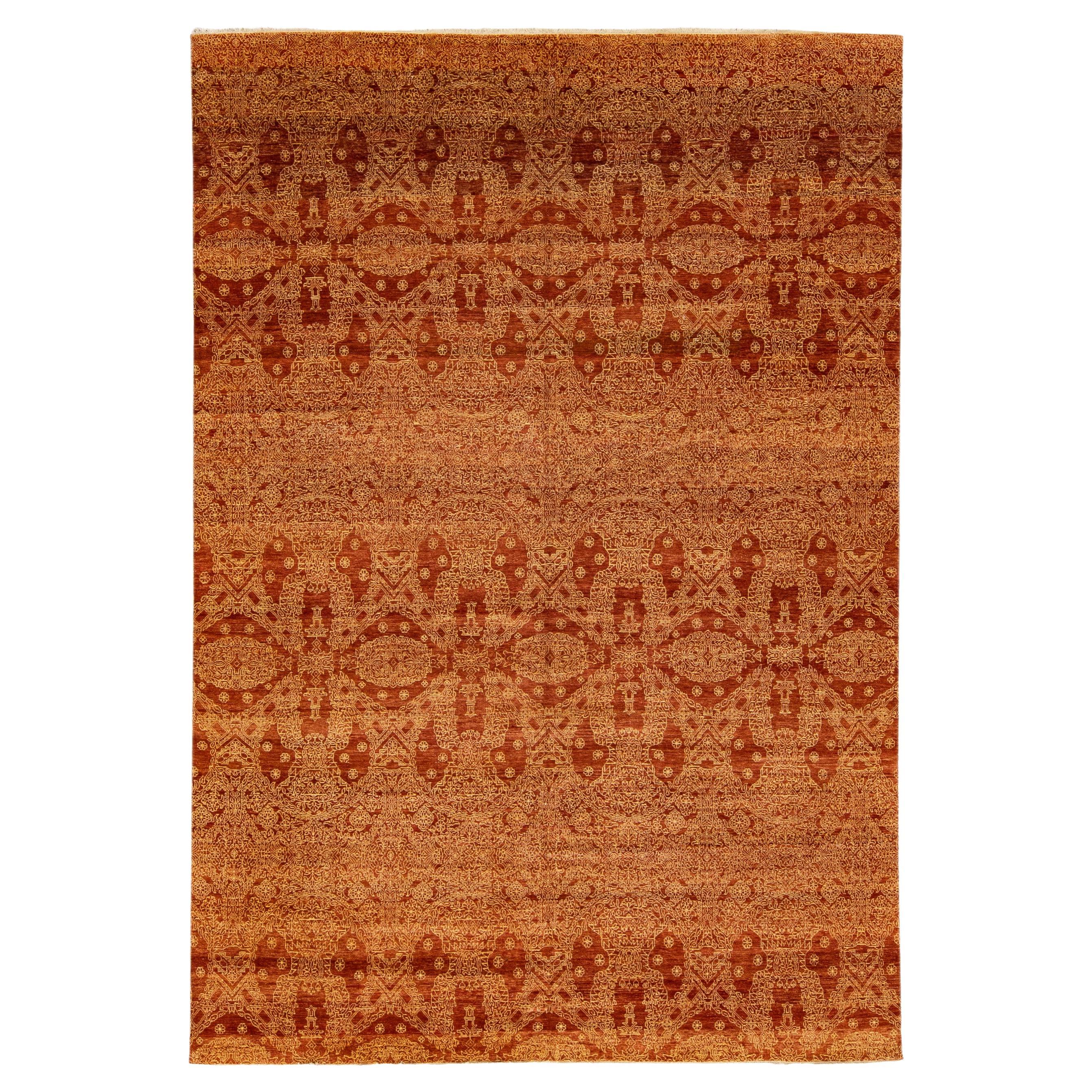 Vintage Persian Tabriz Handmade Wool Rug in Rust For Sale at 1stDibs