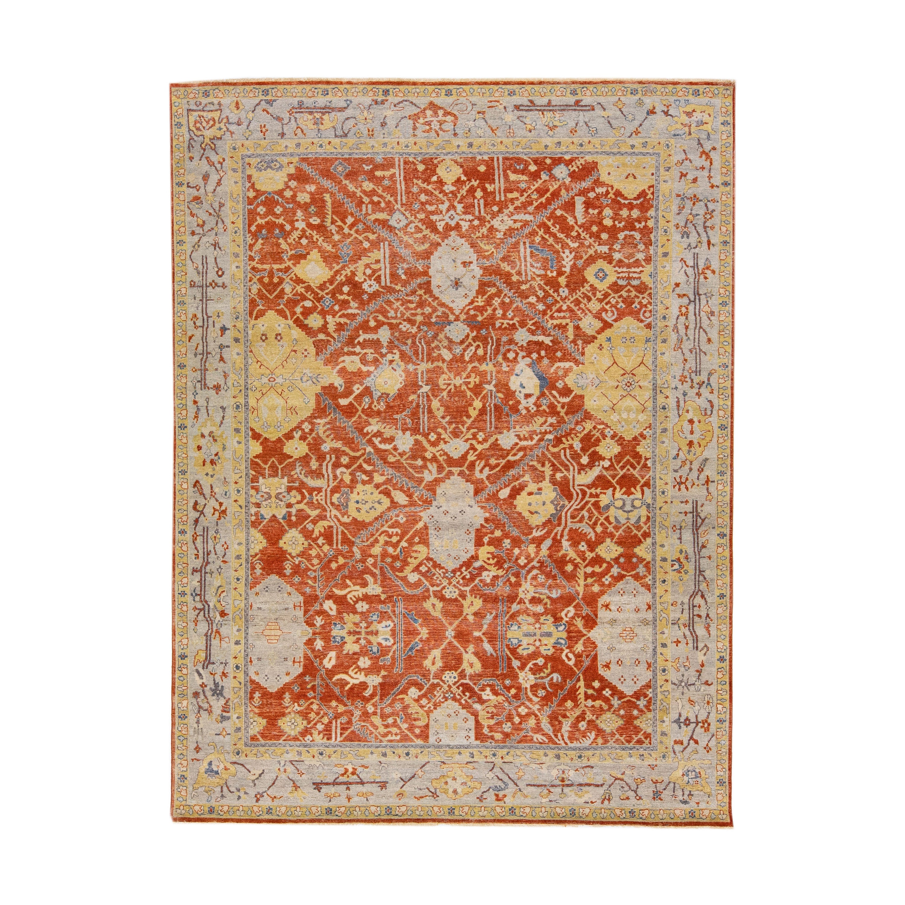 Tapis moderne en laine indienne de Tabriz fait à la main avec motif floral par Apadana en vente