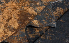 Tappeto morbido semi-abbondante con motivo astratto moderno in arancione ruggine e grigio antracite