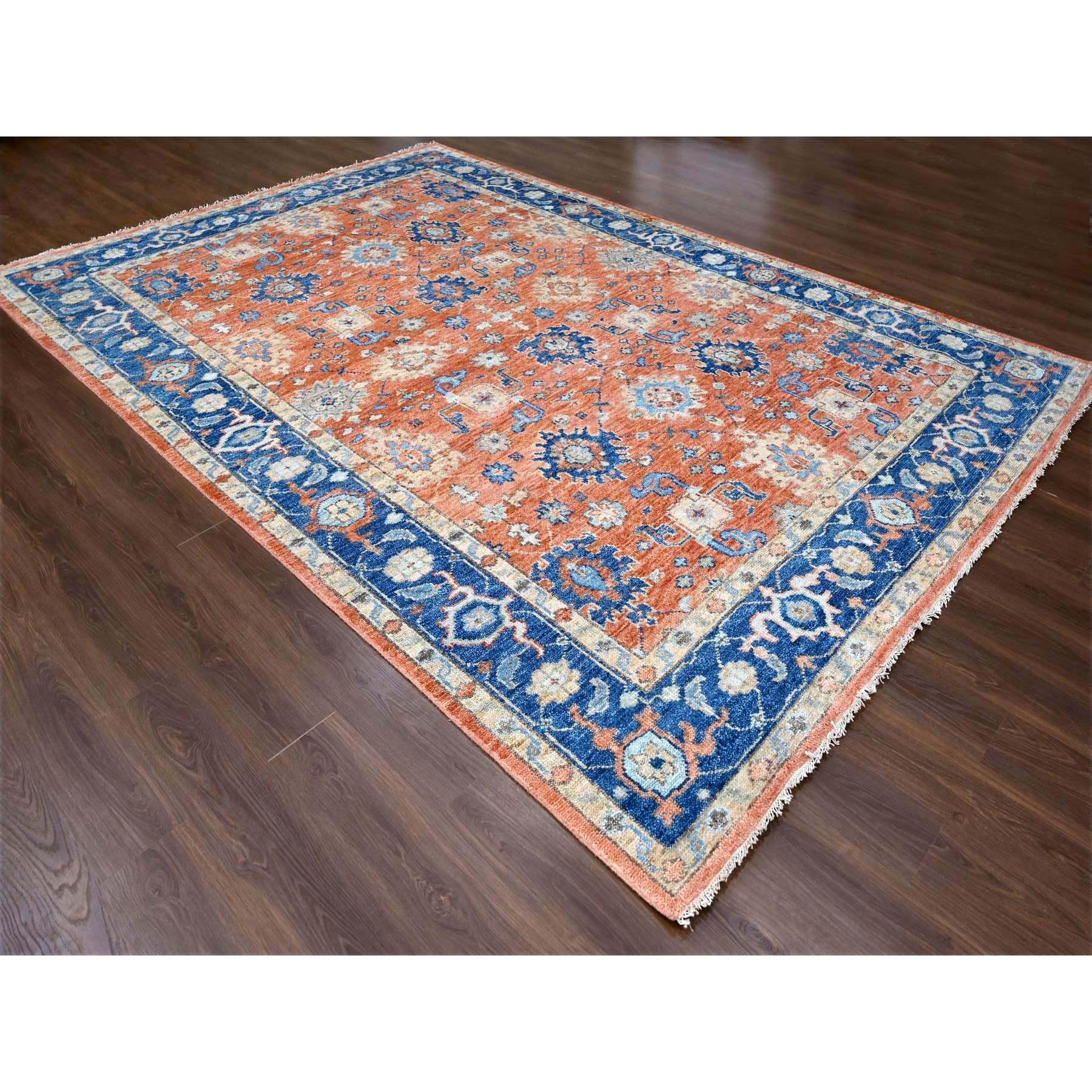 Oushak Tappeto orientale in pura lana annodata a mano con disegno Mahal Orange 9'10