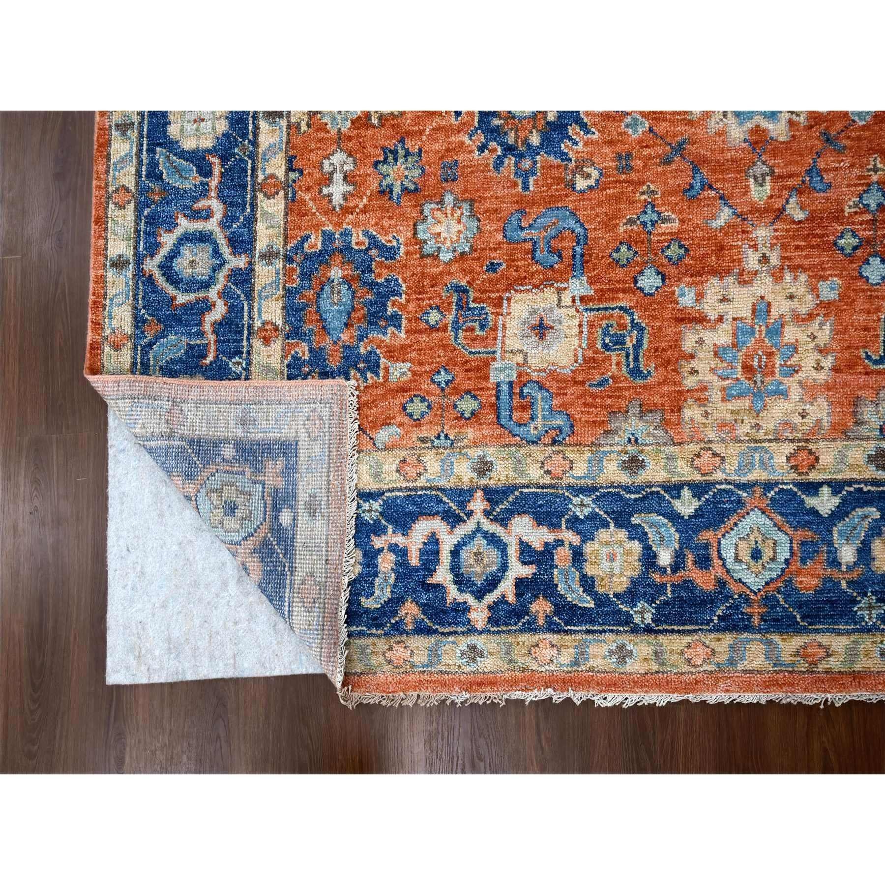 Indiano Tappeto orientale in pura lana annodata a mano con disegno Mahal Orange 9'10