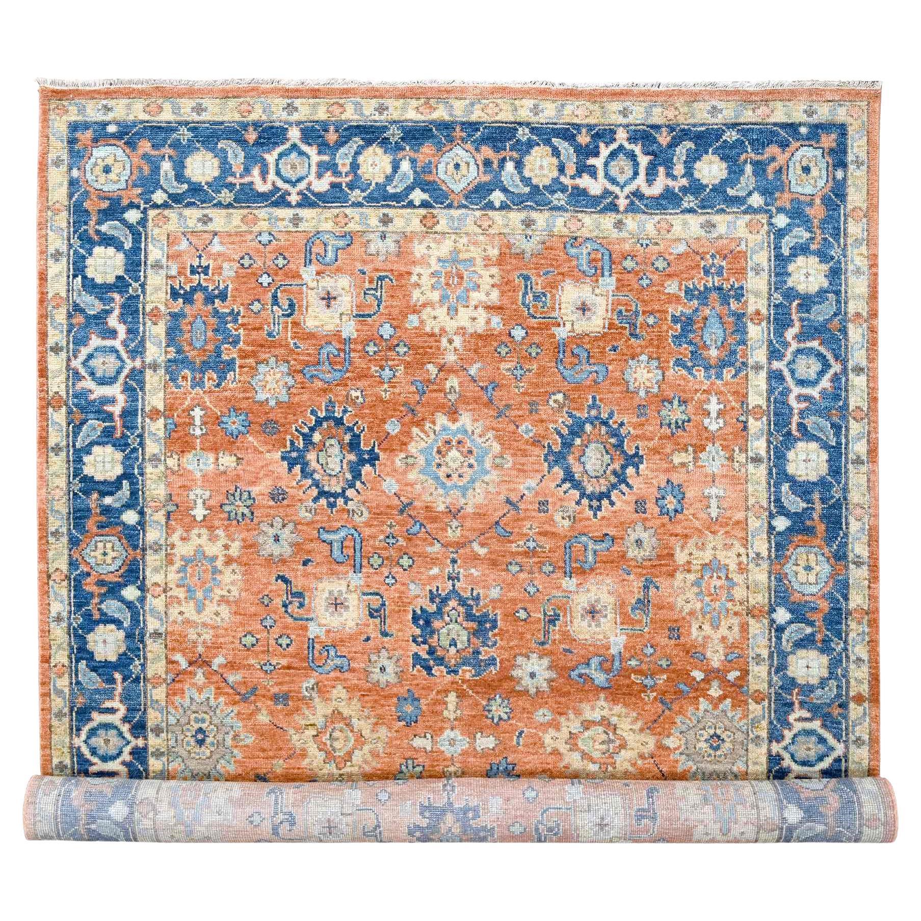 Rust Orange Mahal Design Pure Wool Hand Knotted Oriental Rug 9'10" x 14'0"