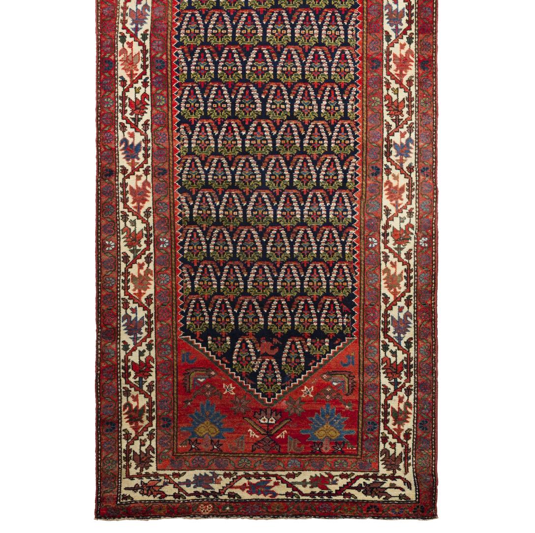 Rust Persian Wool Hand Knotted Runner 3 ft x 19 ft , Scalloped Lattice Elegance (Handgewebt) im Angebot