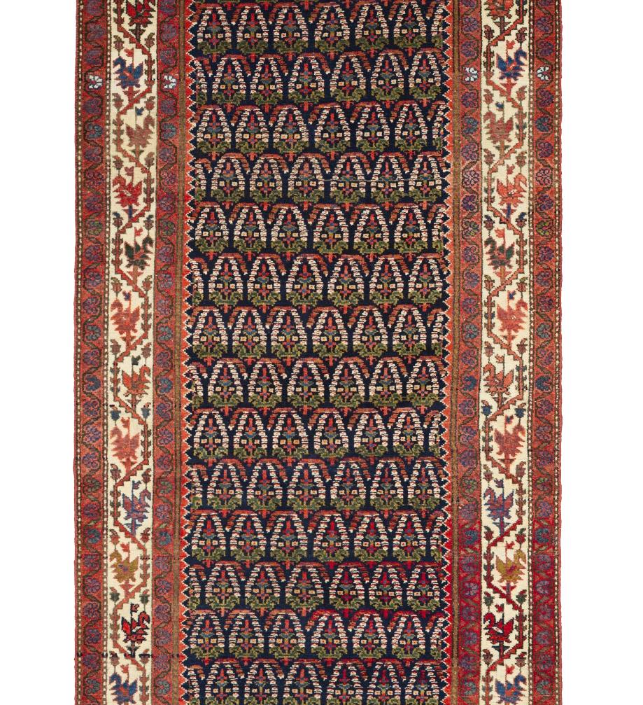 Rust Persian Wool Hand Knotted Runner 3 ft x 19 ft , Scalloped Lattice Elegance im Zustand „Hervorragend“ im Angebot in Dallas, TX