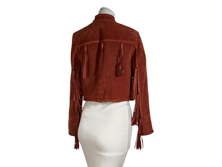 Rust Rachel Zoe Suede Tassel Cropped Jacket For Sale at 1stDibs