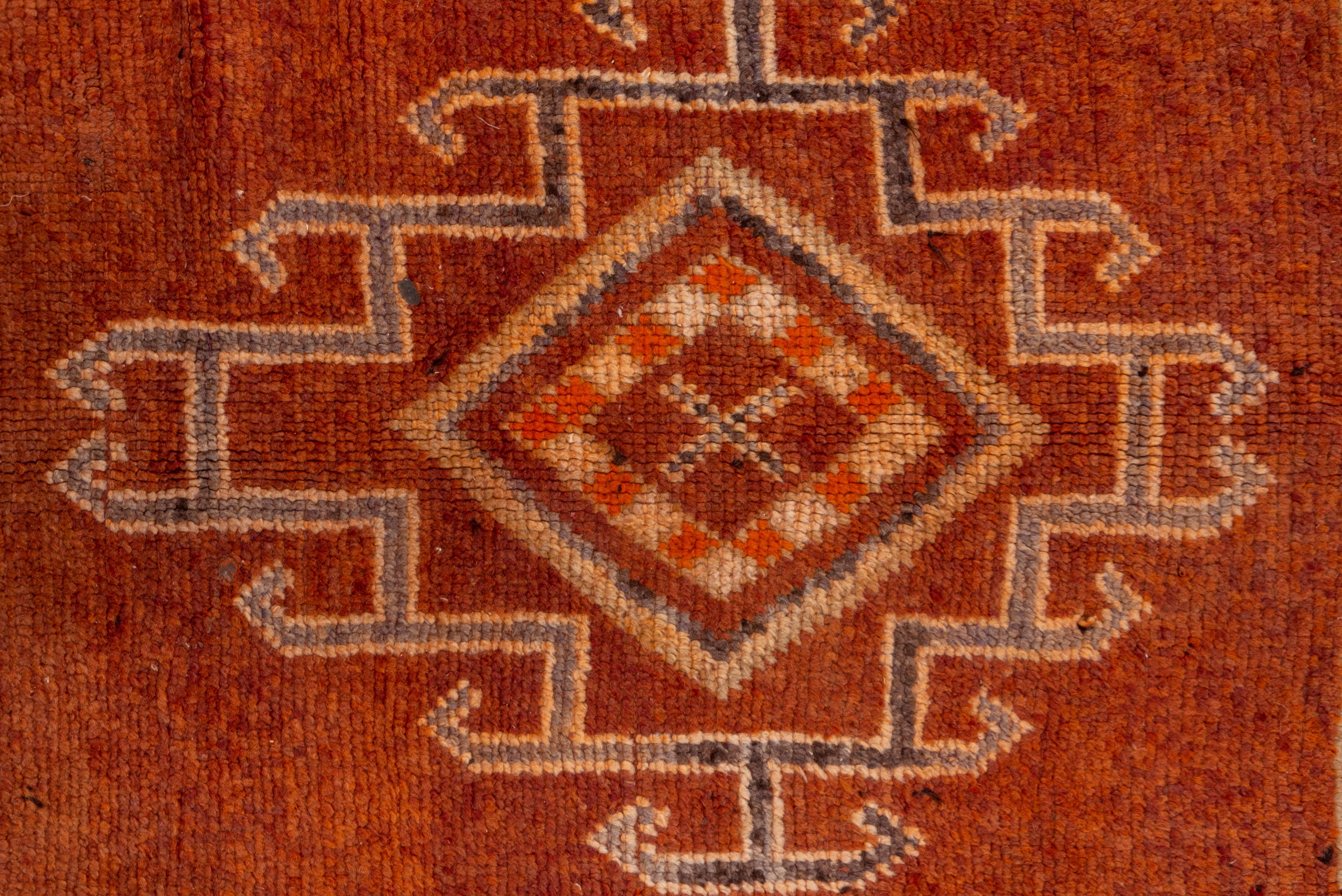 Wool Rust Red Allover Moroccan Motif Rug For Sale