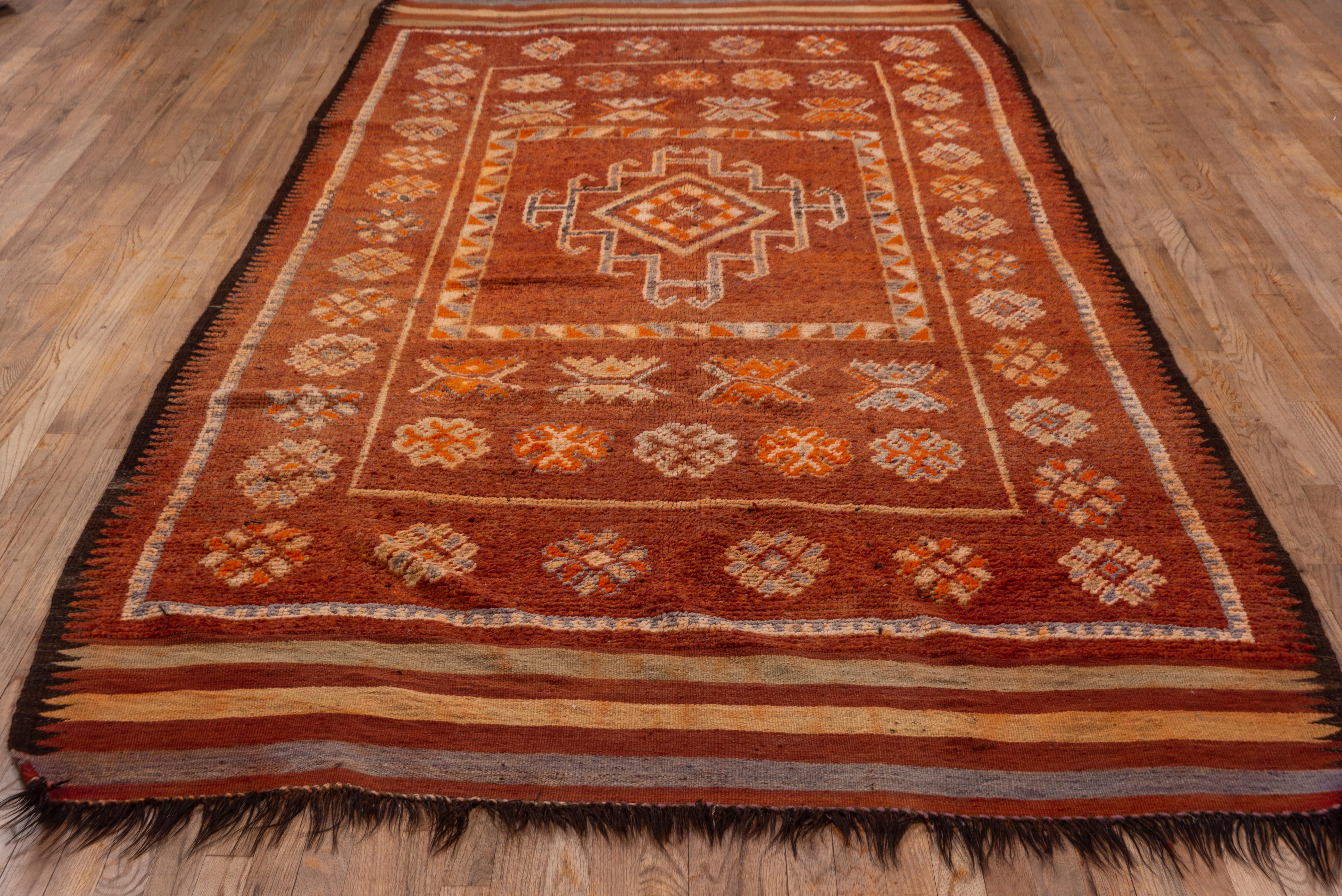 Rust Red Allover Moroccan Motif Rug For Sale 1